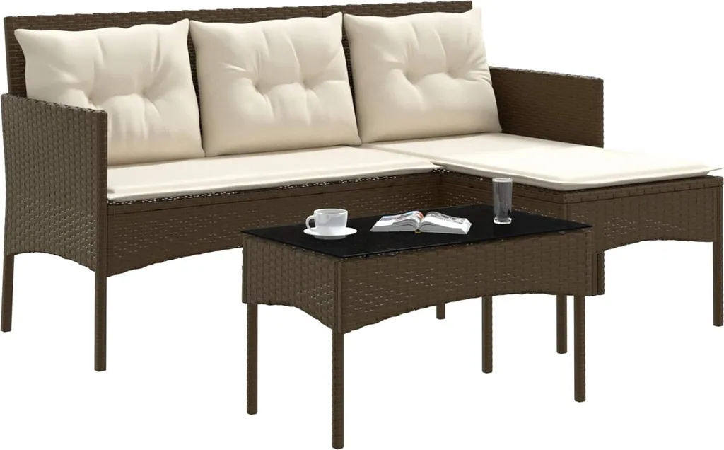 Salon de jardin compact pour balcon, canapé 2 places en polyrotin robuste