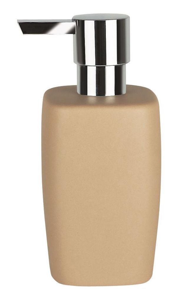Spirella Seifenspender "Retro" | mit edelstahlfarbener Pumpe | Flüssigseifen-Spender | Porzellan | 300ml | Langliebig und Robust | Bahama Beige