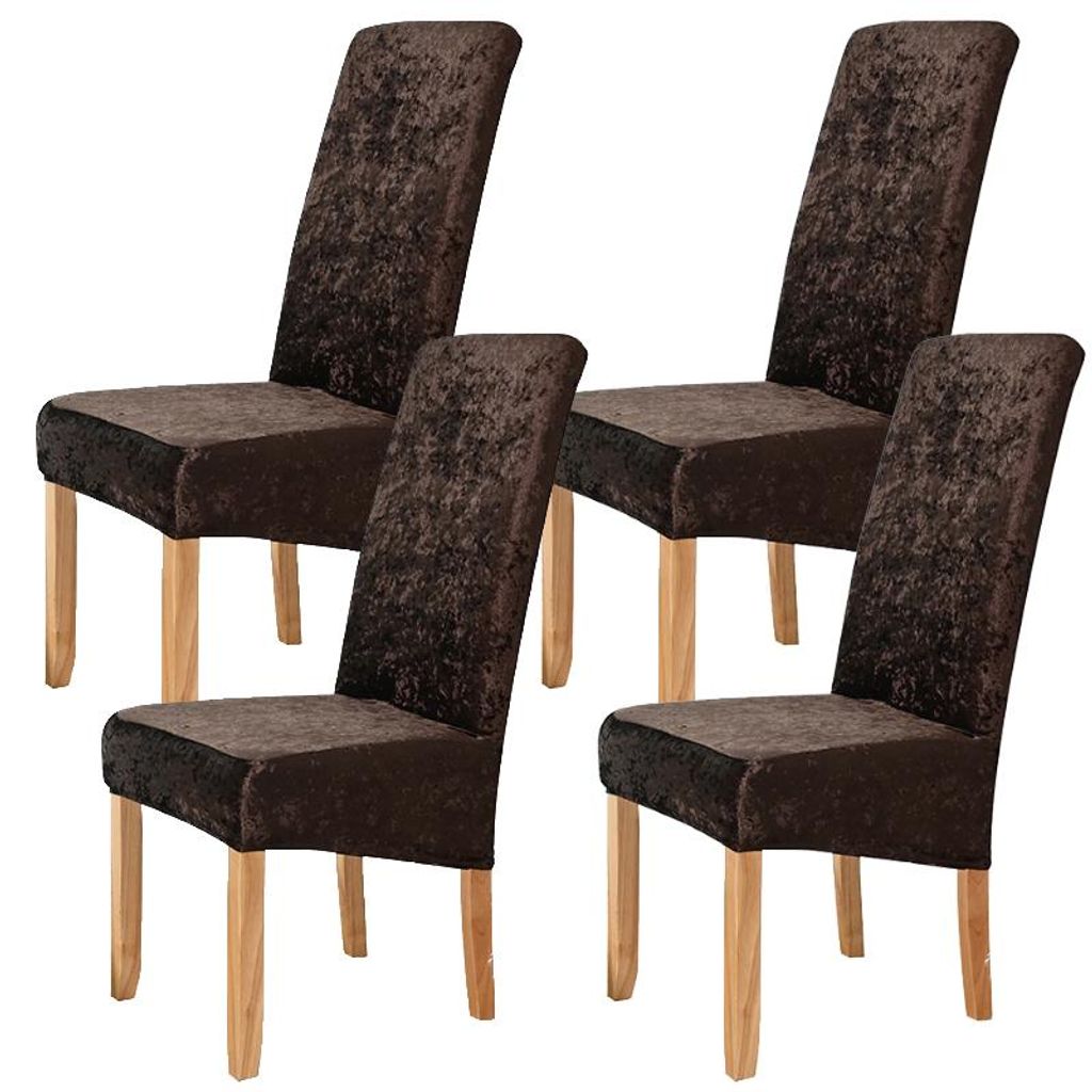 4er Set Stretch Stuhlhusse Universelle Samt Stuhlbezug Produktbild 