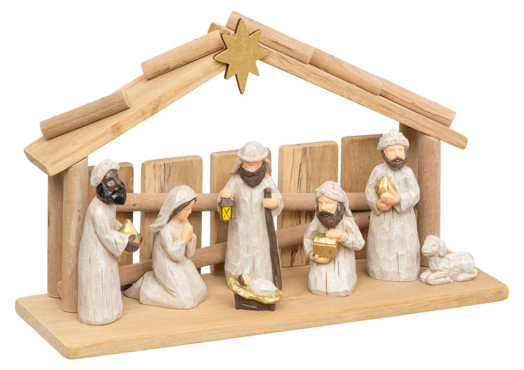 Vianočná postieľka so 7 figúrkami, 30 x 18 cm Obrázok produktu 