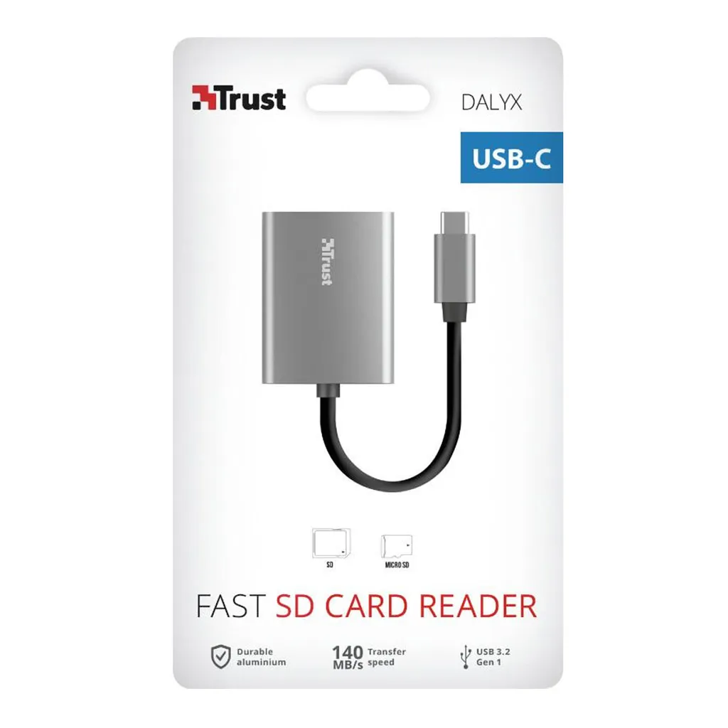 Lecteur de Cartes USB-C TRUST 24136 : Solution Transfert Rapide SD