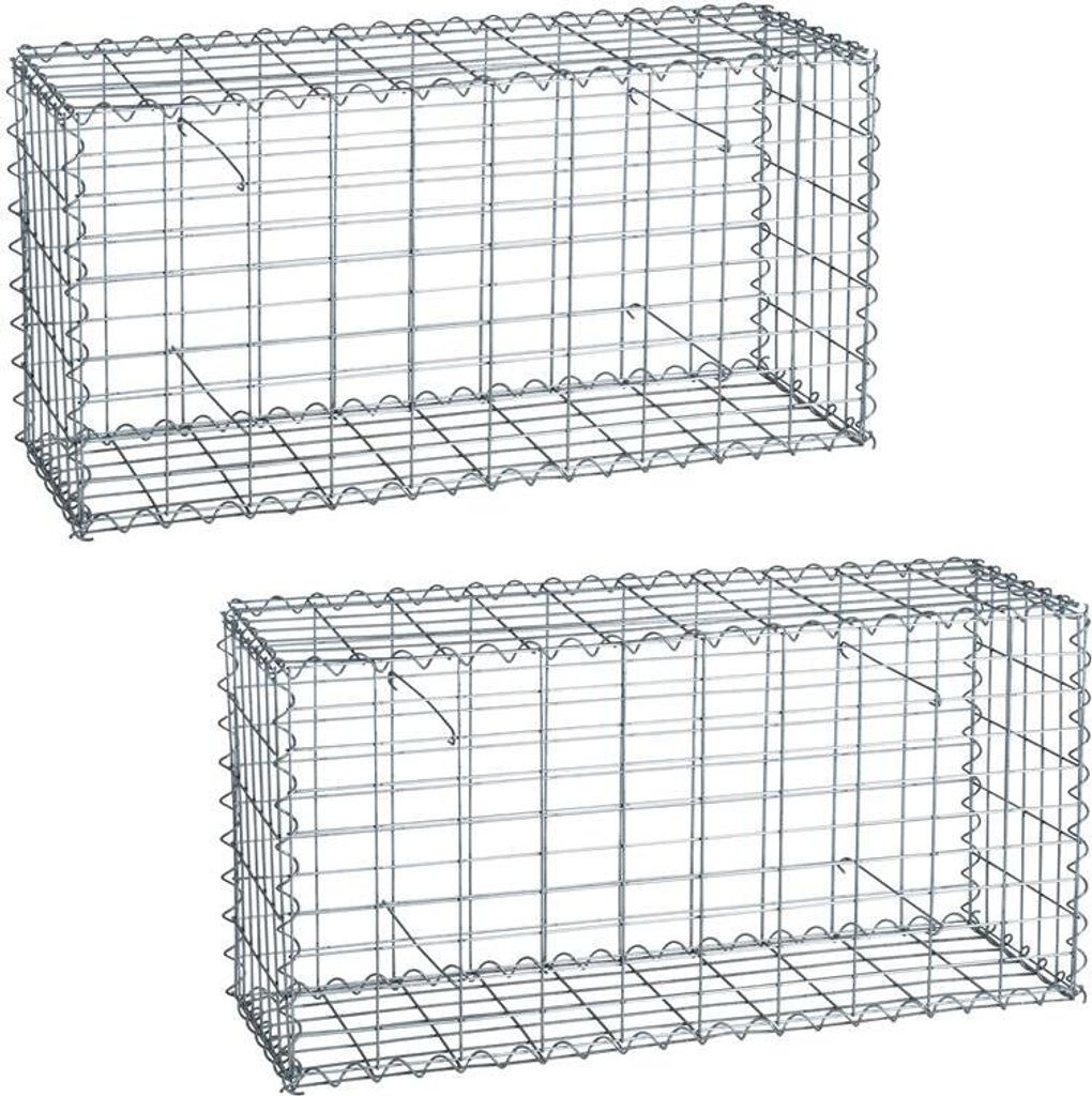 Gabionen 100x50x30 cm 2er Set Stein Korb Gitter Metall Wand Draht Sichtschutz