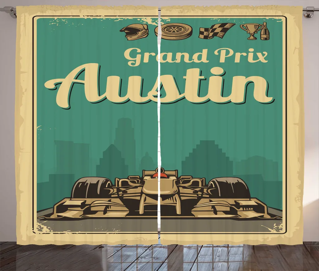 ABAKUHAUS Austin Tenda rustica, Grand Prix Texas Auto da corsa, Tenda con passanti e ganci per camera da letto, 280 x 175 cm, multicolore