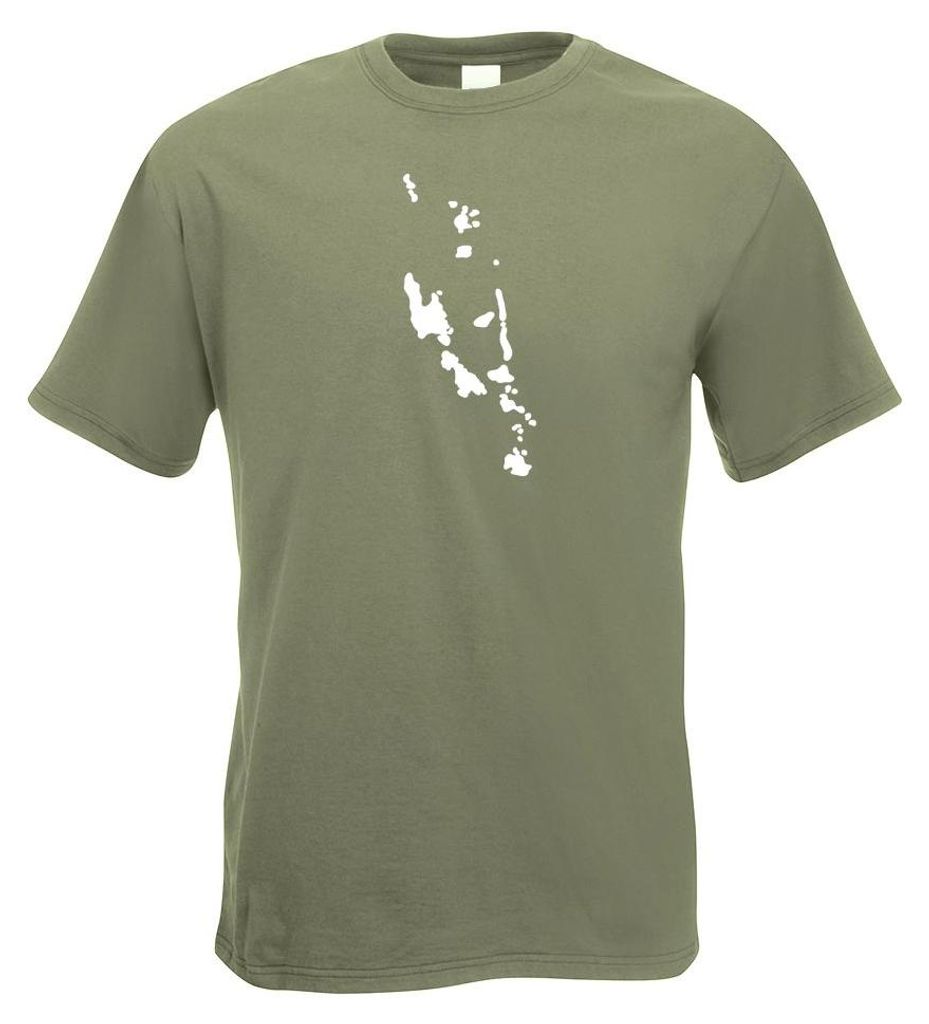 Kiwistar - T-Shirt - Olive - Vanuatu Umriss Kontur Herren Funshirt Bedruckt Design Sprüche Spruch Motive - mit Motiv Bedruckt - Funshirt Design - ...