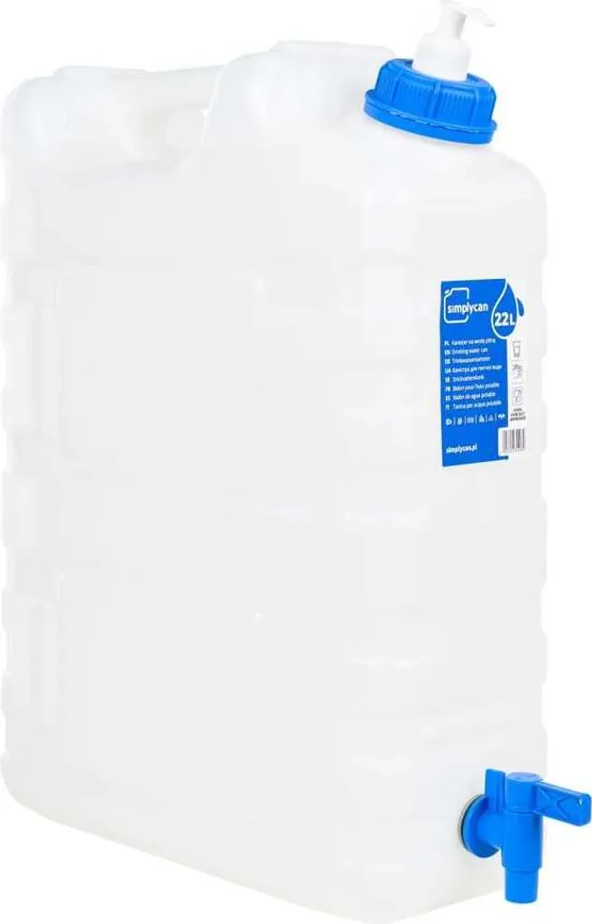 Jerrycan d'eau 20L avec distributeur de savon et robinet de vidange