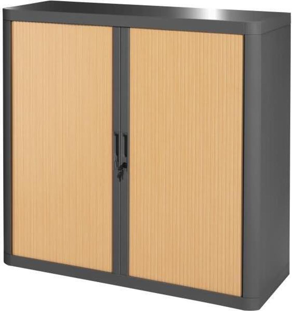 Rollladenschrank easyoffice BxTxH 86x37,5x104cm anthrazit/buche