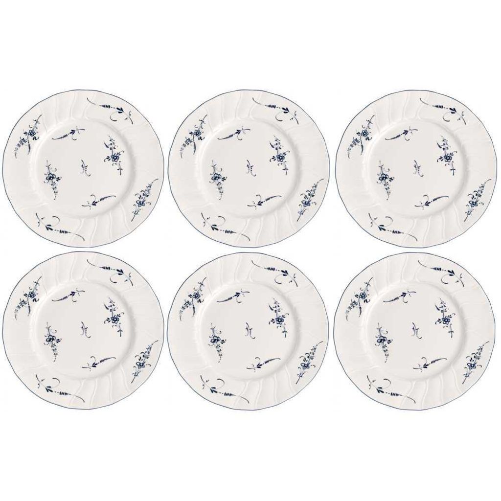 Villeroy & Boch VIEUX LUXEMBOURG Speiseteller 6er Set 26cm weiß blau Porzellan