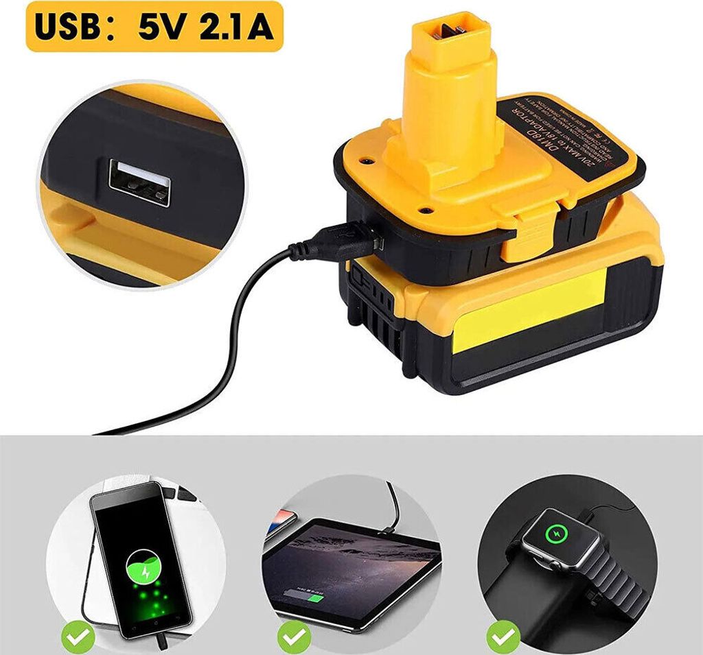 DM18D Akku-Adapter für die Umrüstung von Dewalt Milwaukee 18/20V auf Dewalt 18V Power Kit