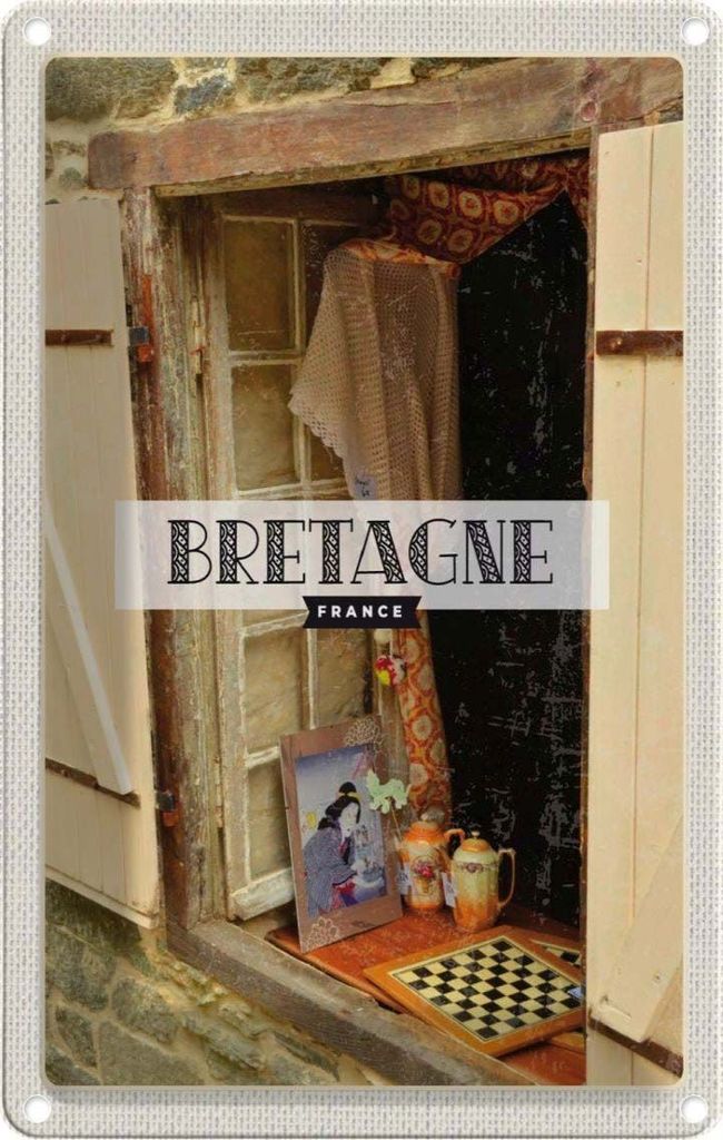 vianmo Blechschild 30x20 cm Bretagne France Retro Kunst Reiseziel Bildmotiv Reisemotiv Abenteuer Reisen Urlaub