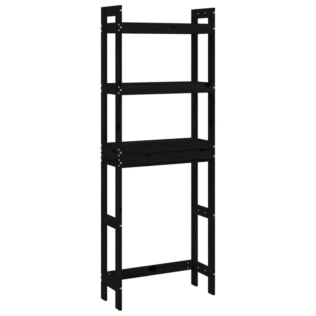 Mensola da toilette nera 63x26x171 cm in legno di pino massiccio