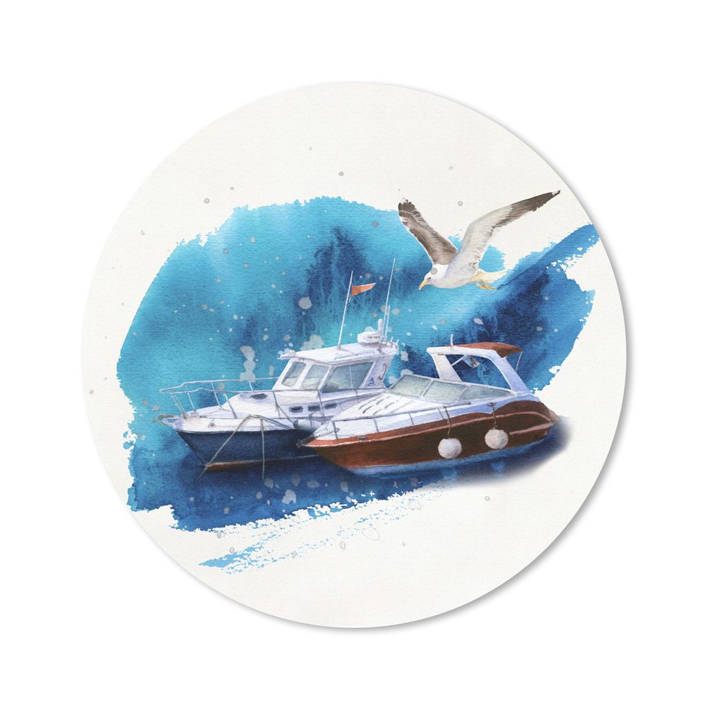MuchoWow Mauspad Mousepad Boot - Vogel - Aquarell 40x40 cm - Mousepads - Maus Mat - Pad - Mausunterlage - Schreibtisch Accessoires