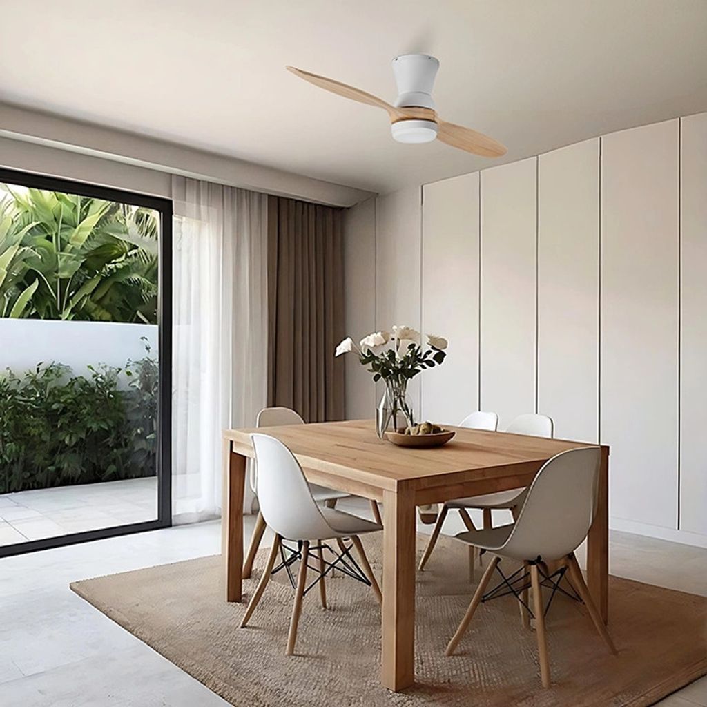 LEAN Deckenventilator mit Licht helles Holz