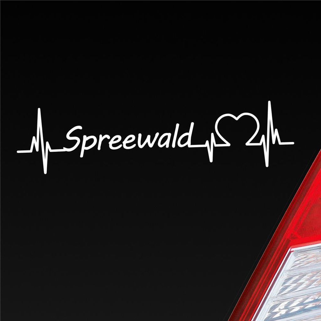 Auto Aufkleber Spreewald Puls Herzschlag mit Ferien Region Motiv 19x5 cm Weiss Glanz Sticker Heckscheibenaufkleber