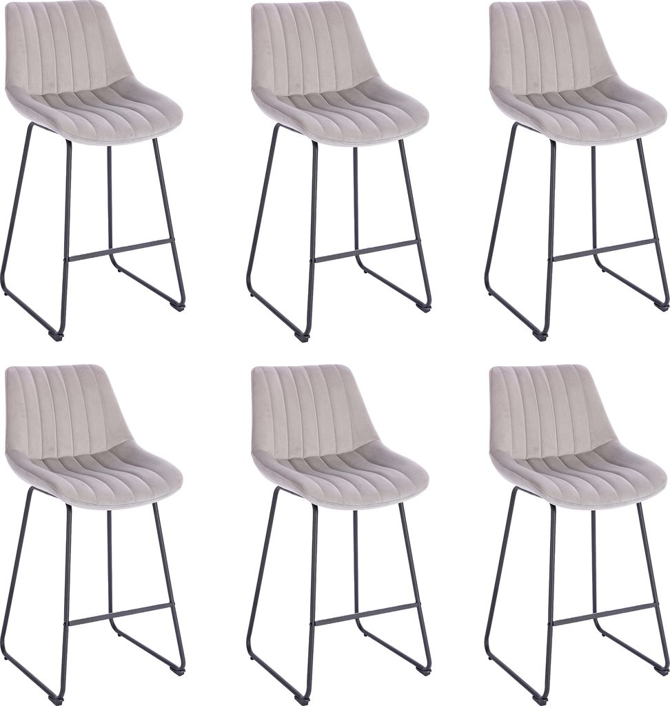 Lina Vegas Stuhl im modernen Design, Samt, Moderne Counter Höhe gepolsterte Barstuhl mit Fußstütze, Metallgestell für Wohnzimmer - 6er Set - ...