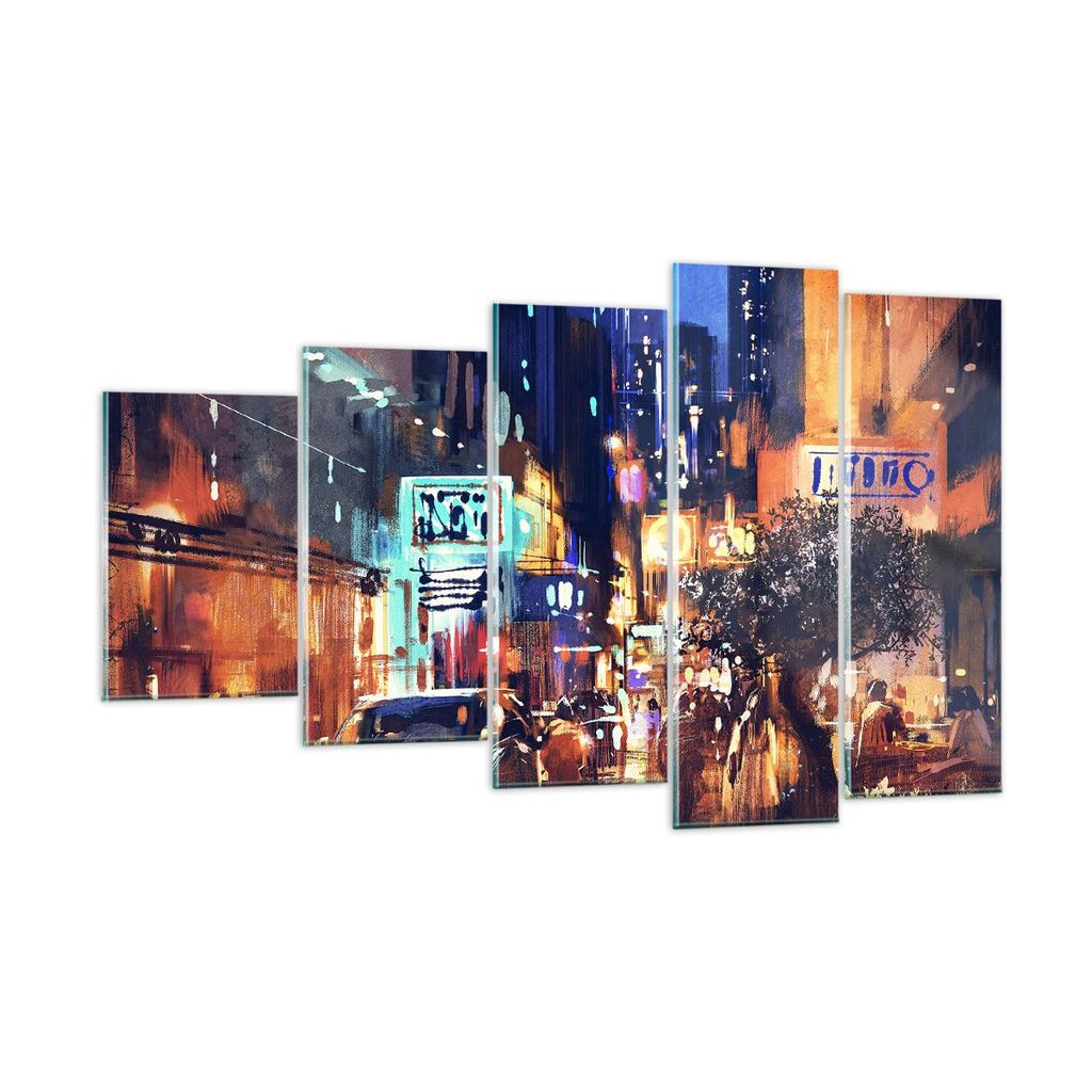Bilder auf glas - Auto Menschen Restaurant Nachtleben - 100x60cm - Glasbilder - Wandbilder - Kunstdruck - Wanddekoration aus Glas - Glas Bilder - W...