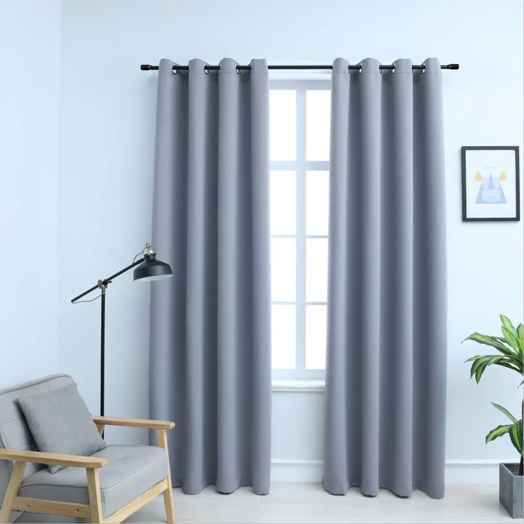 Tende Grigie 140x175 cm Design Oscurante con Occhielli - Living Store