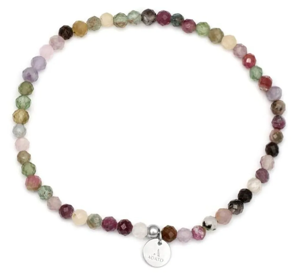 Bracelet en pierres naturelles tourmaline multicolore pour femme chic