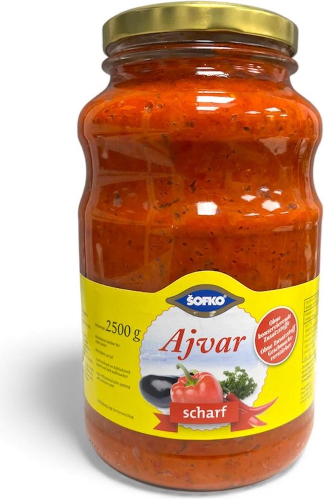 SOFKO Ajvar scharf 2,5kg Paprikazubereitung Paprikacreme Creme Paste
