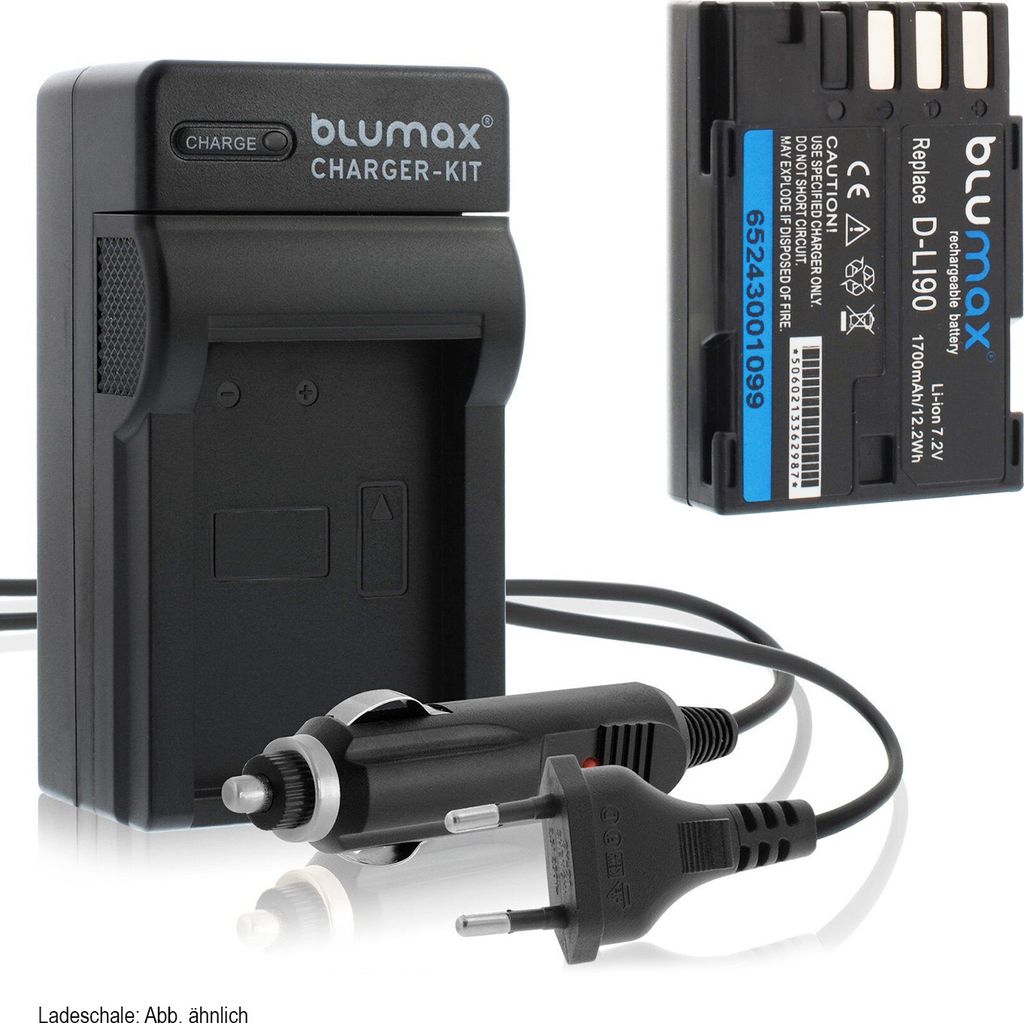 1x Akku + Lader für Pentax D-Li90 K-3 K3 K3II K5II K7 K-7 645D 645Z 1700 mAh