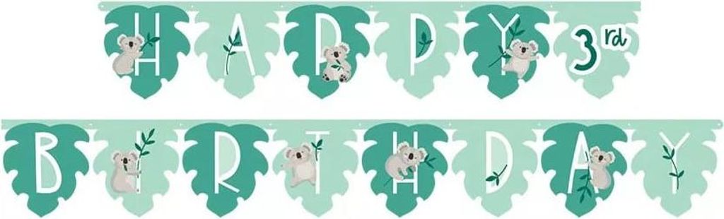 Girlande Happy Birthday Koala aus Karton 3,2 m -