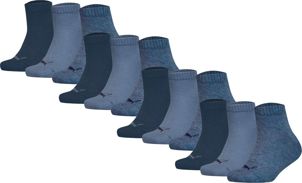 PUMA Kinder Quarter Socken, 12er Pack - Plain Quarter 12P, Logos, einfarbig Denim Blau 35-38