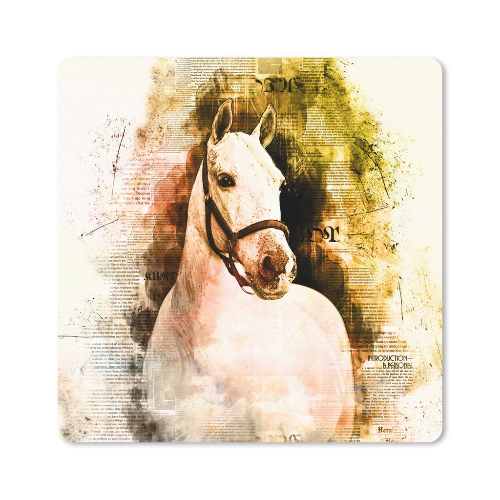MuchoWow Mauspad Mousepad Pferd - Gelb - Zeitung - Mädchen - Kinder - Mädchen 30x30 cm - Mousepads - Maus Mat - Pad - Mausunterlage - Gaming