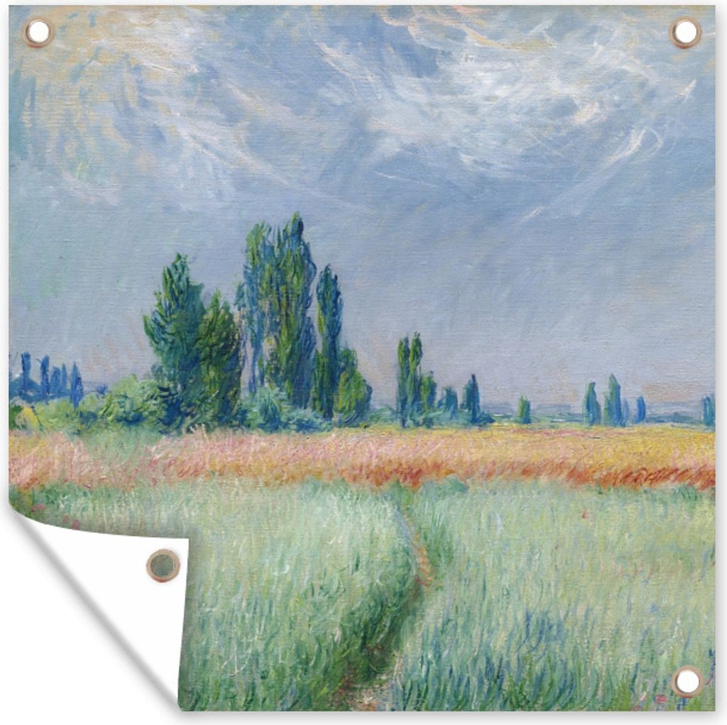 MuchoWow 100x100 cm Outdoor-Poster Gartendeko Sichtschutz Garten Poster für den Garten Die Heuwiese - Claude Monet