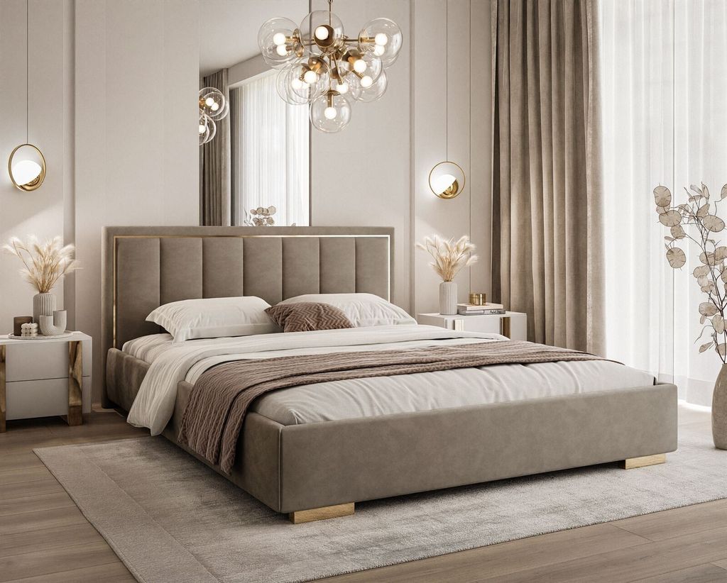 Polsterbett AURELIA mit Bettkasten und Metallgestell 180x200 – French Velvet 656