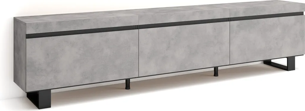Meuble TV de 240cm COZY pour Salon Moderne - Banc Télé Spacieux Gris Ciment