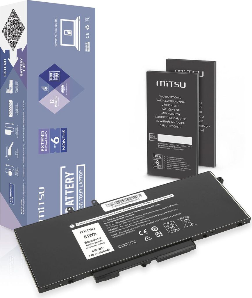 Mitsu #MITSU DELL 4GVMP 8000 mAh (61Wh) 7,6V (7,4V) Zdjęcie produktu 