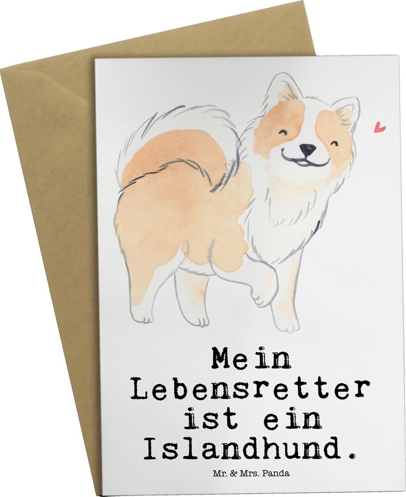 Mr. & Mrs. Panda Grußkarte Islandhund Lebensretter - Weiß - Geschenk, hochzeitskarten, einladungskarten, genesungskarte, Isländischer Schäferhu...