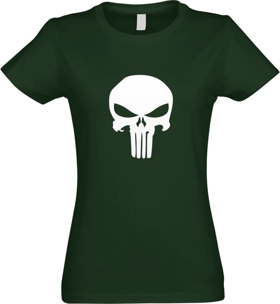 Kiwistar - T-Shirt tailliert - Damen - flaschengrün - Totenkopf - mit Motiv Bedruckt - Funshirt Design - Sport - Freizeit - Damen - L
