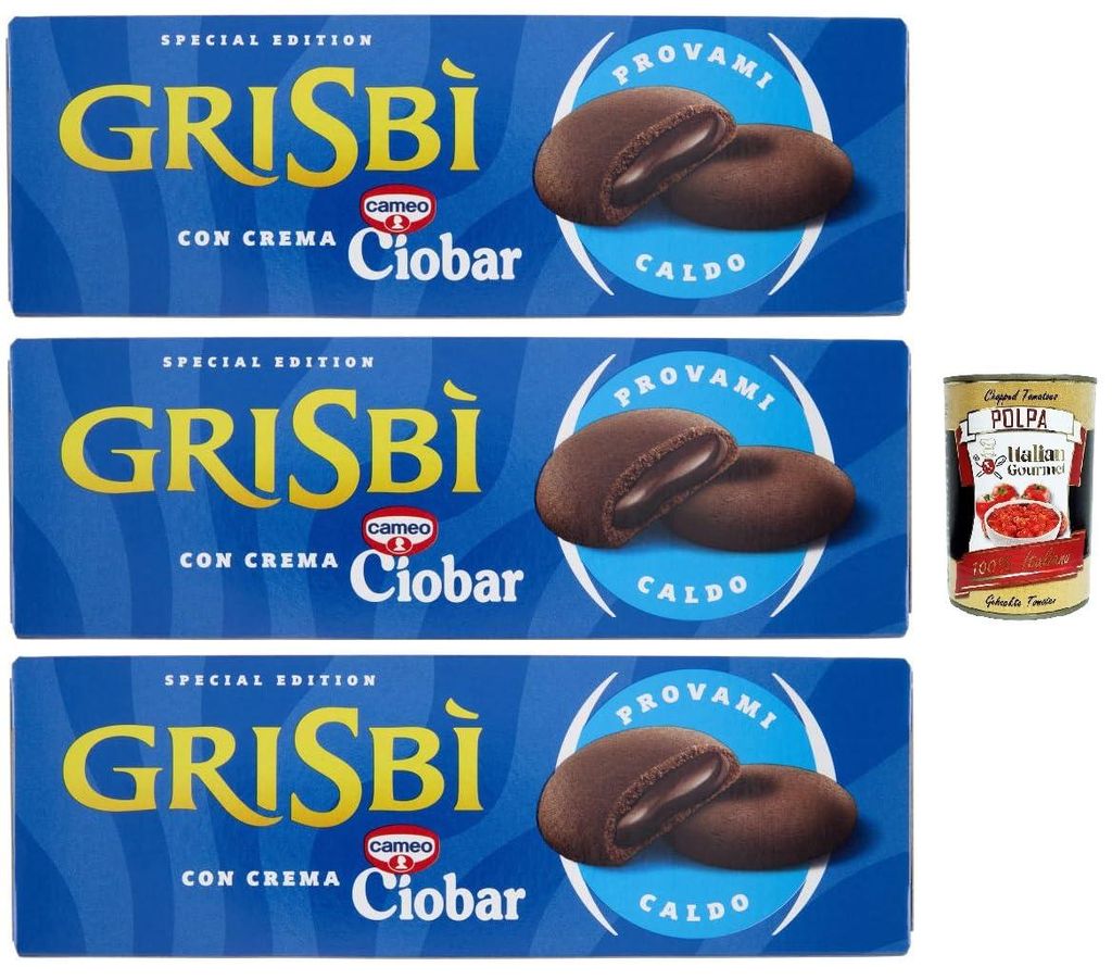 Grisbì x Ciobar – Gefüllte Kekse mit Kakao-Creme, Special Edition, 3 x 135 g – knusprig außen, cremig innen – auch warm genießen – von ...