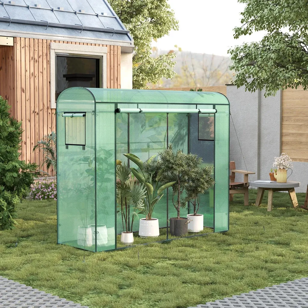 Serra per Piante Rampicanti 200x66x170cm Verde - PVC Anti-UV con Porta
