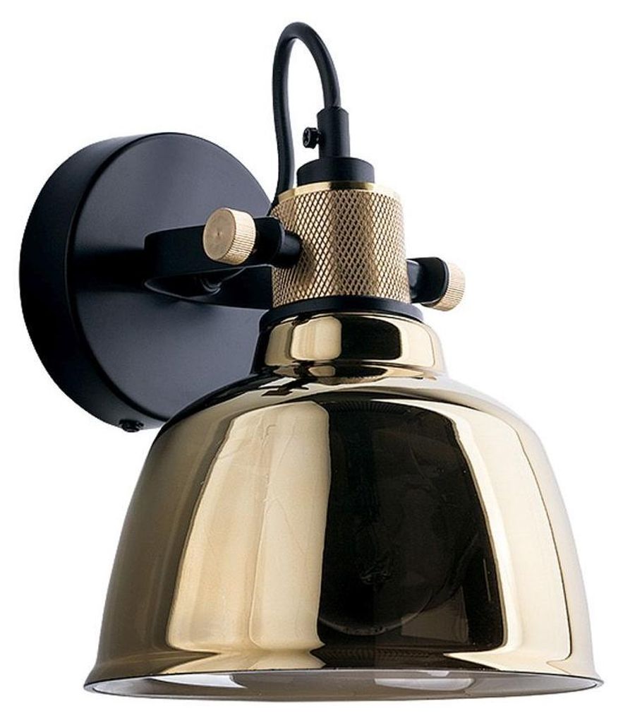 Wandspot E27 Ø 20 cm Gold Schwarz Glas Metall Industrie Design Küche Wandlampe