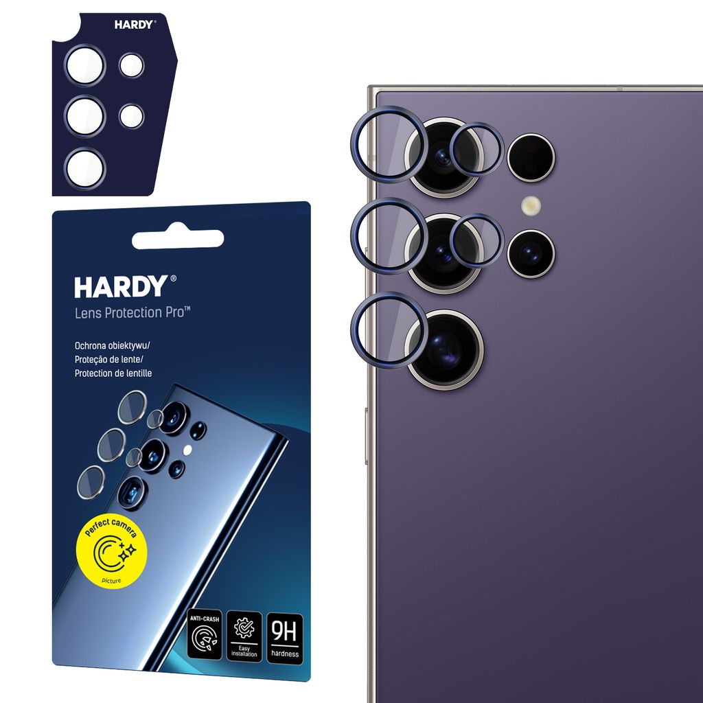 3mk Hybridglas HARDY Lens Protection für Samsung Galaxy S24 Ultra Violet Kamera Objektiv Kameralinse 0,4mm 9H