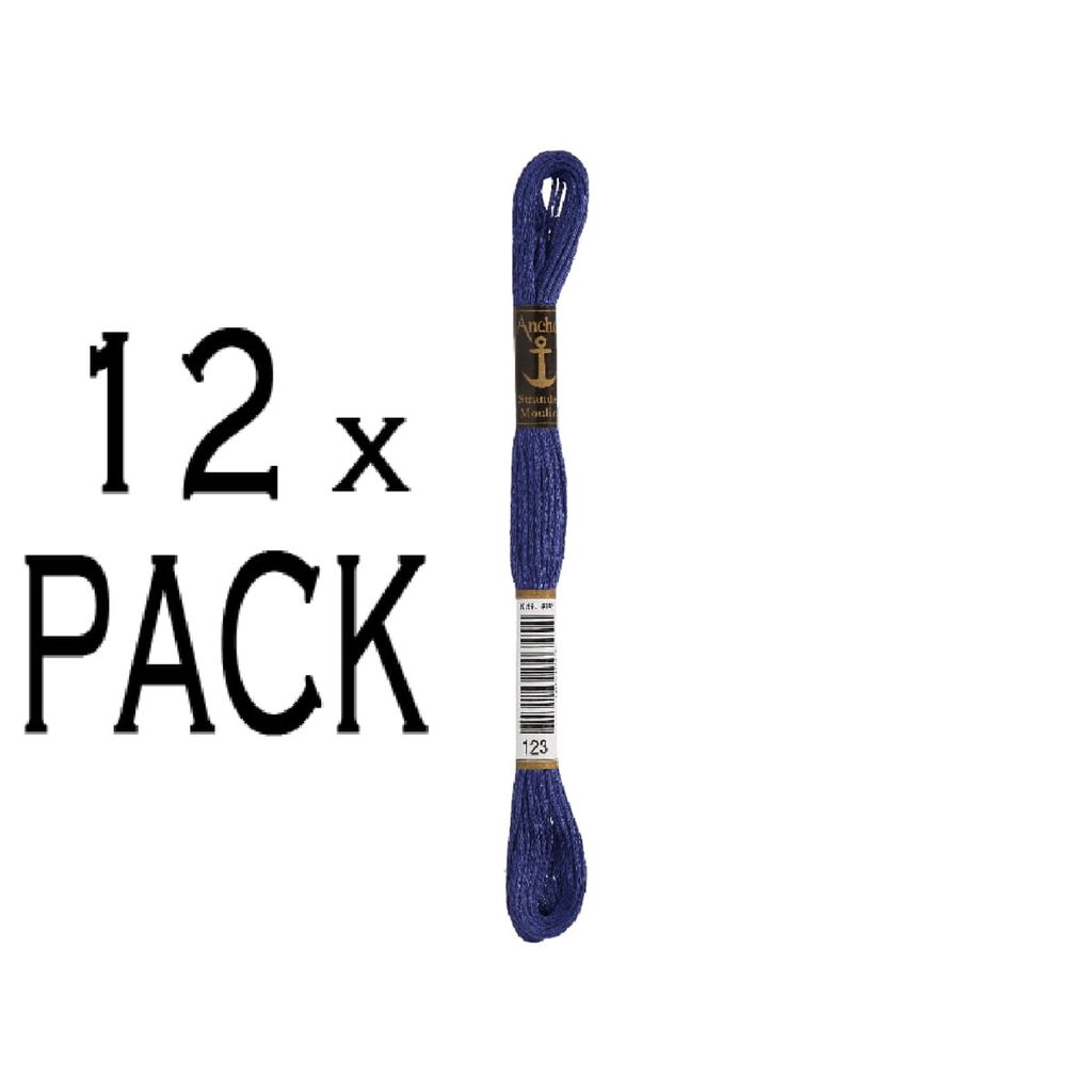 12x Anchor Sticktwist 8m, heidelbeere, Baumwolle, Farbe 123, 6-fädig, VPE