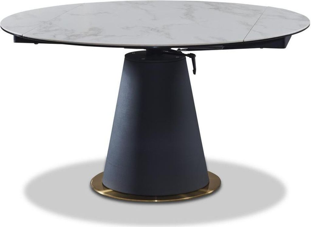 Design Esstisch Holz mit Edelstahl Elementen Tische Esszimmer Möbel Rund Metall