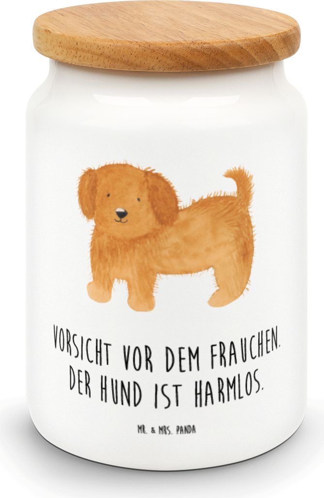 Mr. & Mrs. Panda Teedose Hund Flauschig - Weiß - Geschenk, Sprüche, Keksdose, bonbondose, Witzig, Niedlich, Vorratsdose, behälter, Vierbeiner, K...