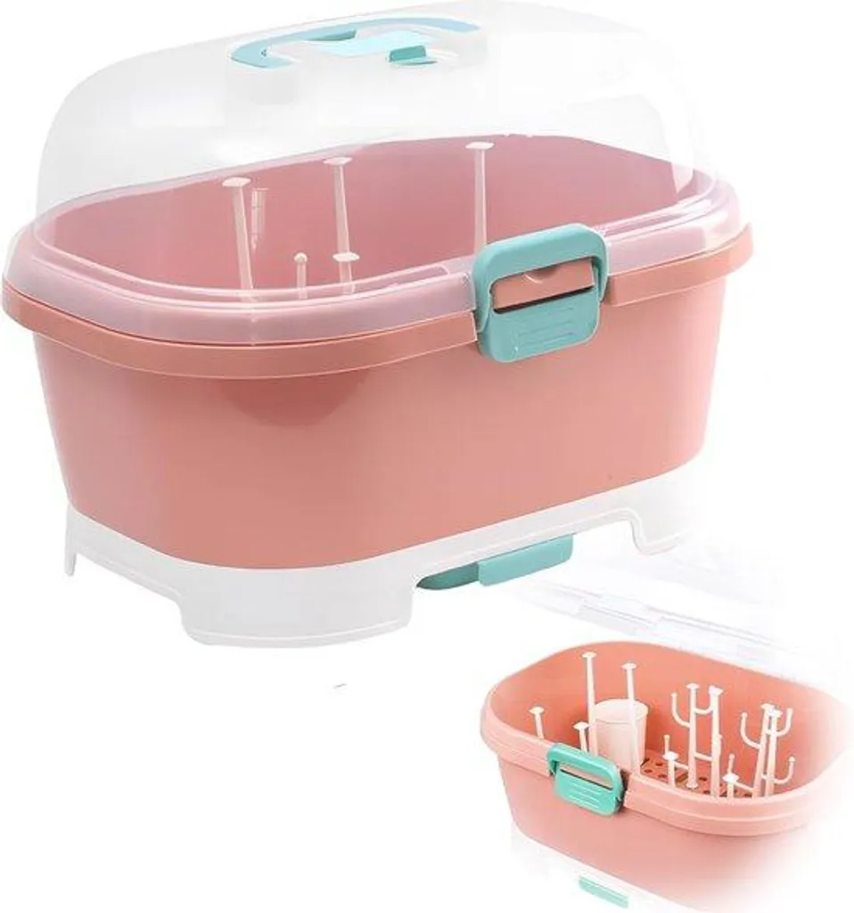 Sac rangement biberon rose 37x29x26cm avec plateau et housse en tissu