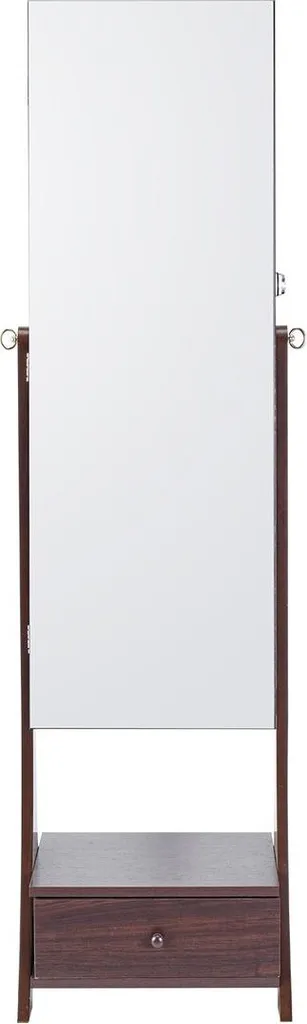 Armoire à bijoux miroir marron avec rangement sur pied pleine longueur