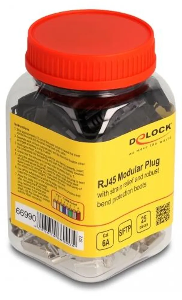 Connecteur modulaire RJ45 Cat.6A Delock blindé avec serre-câble - 25 pcs