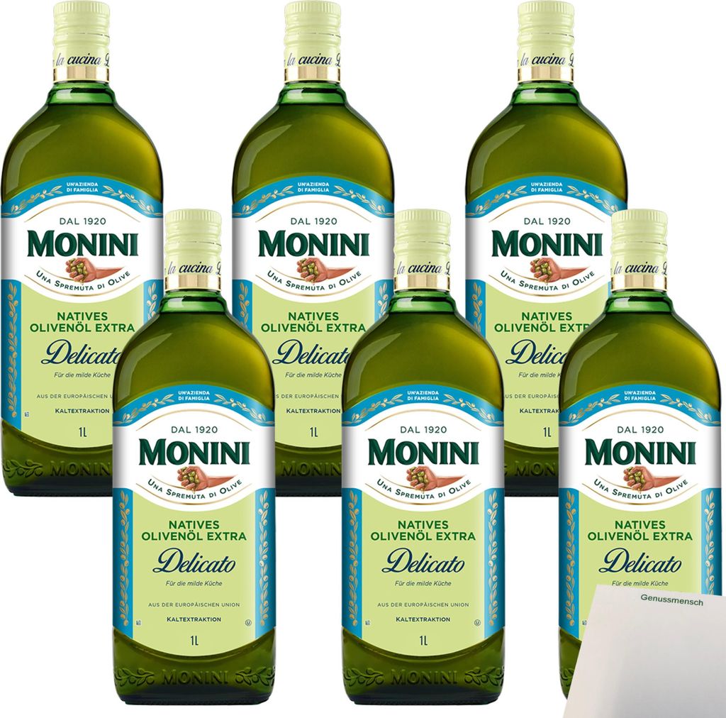 Monini Delicato Natives Olivenöl Extra VPE (6x1l Flasche) + usy Block