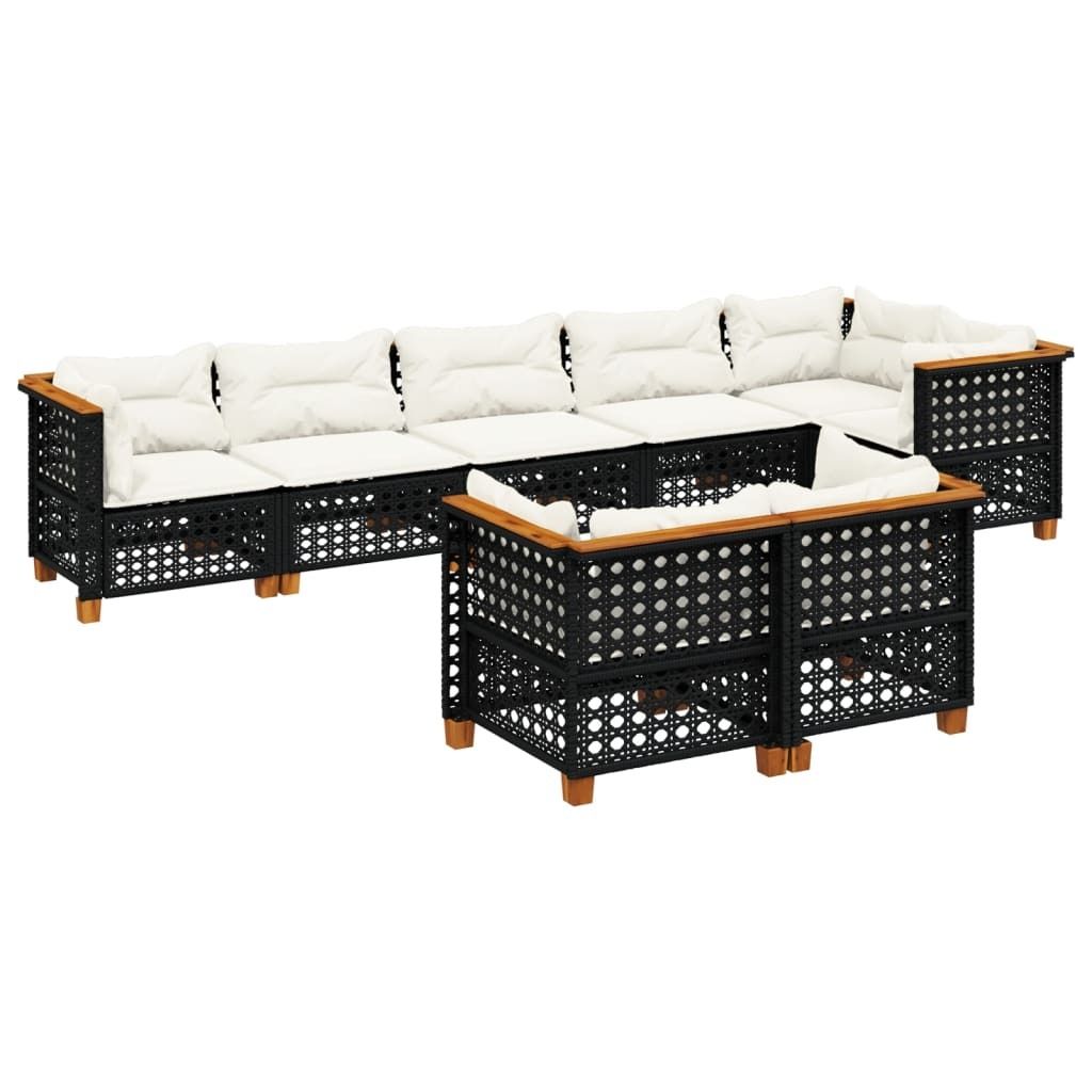 vidaXL 8-tlg. Garten-Sofagarnitur mit Kissen Schwarz Poly Produktbild 