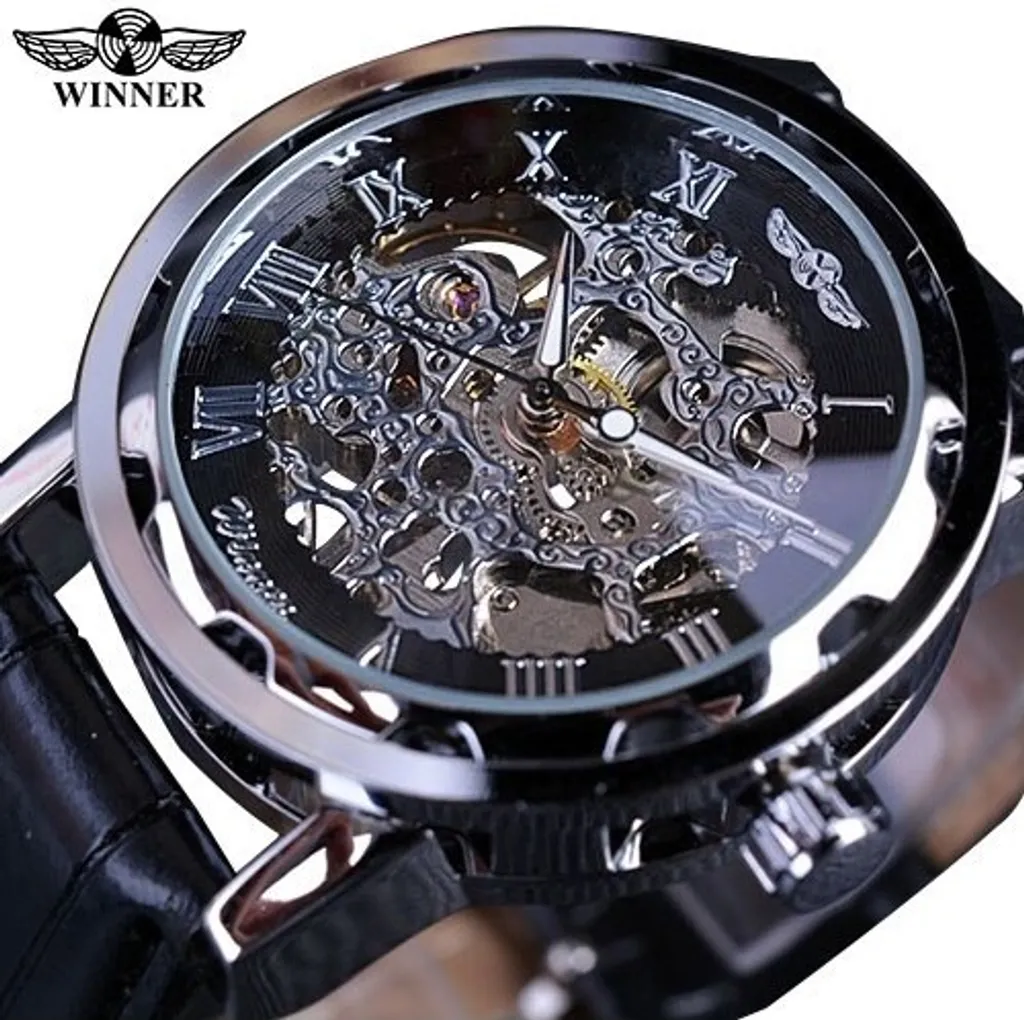 Montre Homme Winner RE-14455 Noir Argenté Robuste et Lisible au Quotidien