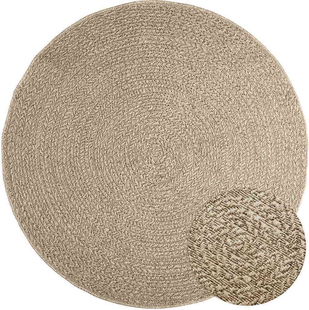 Teppich ZIZUR Beige Ø 160 cm Jute-Optik Indoor und Outdoor
