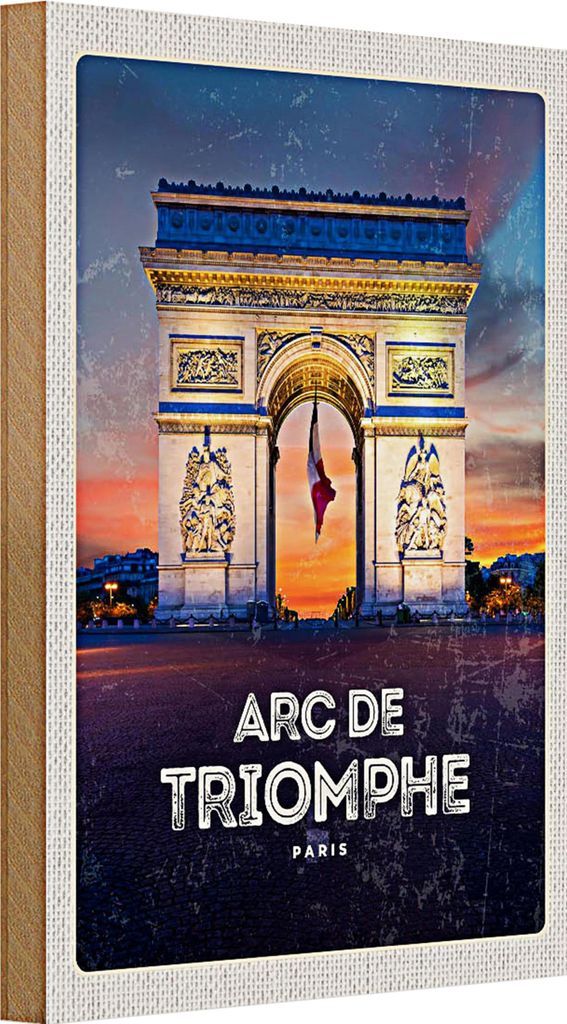 Holzschild Reise 20x30cm Arc de Triomphe Paris Denkmal
