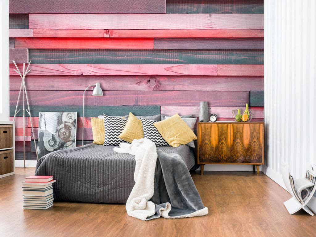 Vlies Fototapete 400x280 cm Tapeten Wandtapete XXL Bretter holz braun rosa grau f-B-0045-a-c