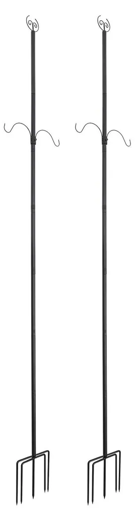 Poteaux d'éclairage extérieur en fer noir 40 cm - Lot de 2 robustes