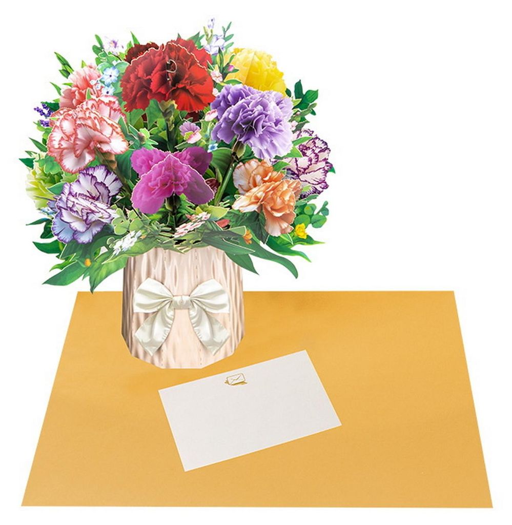 Pop-up-Karten mit Papierblumen, 3D-Blumenstrauß-Grußkarte mit Umschlag und Notiz für Muttertag, Schulabschluss, Jahrestag, Geburtstag, Glückwü...